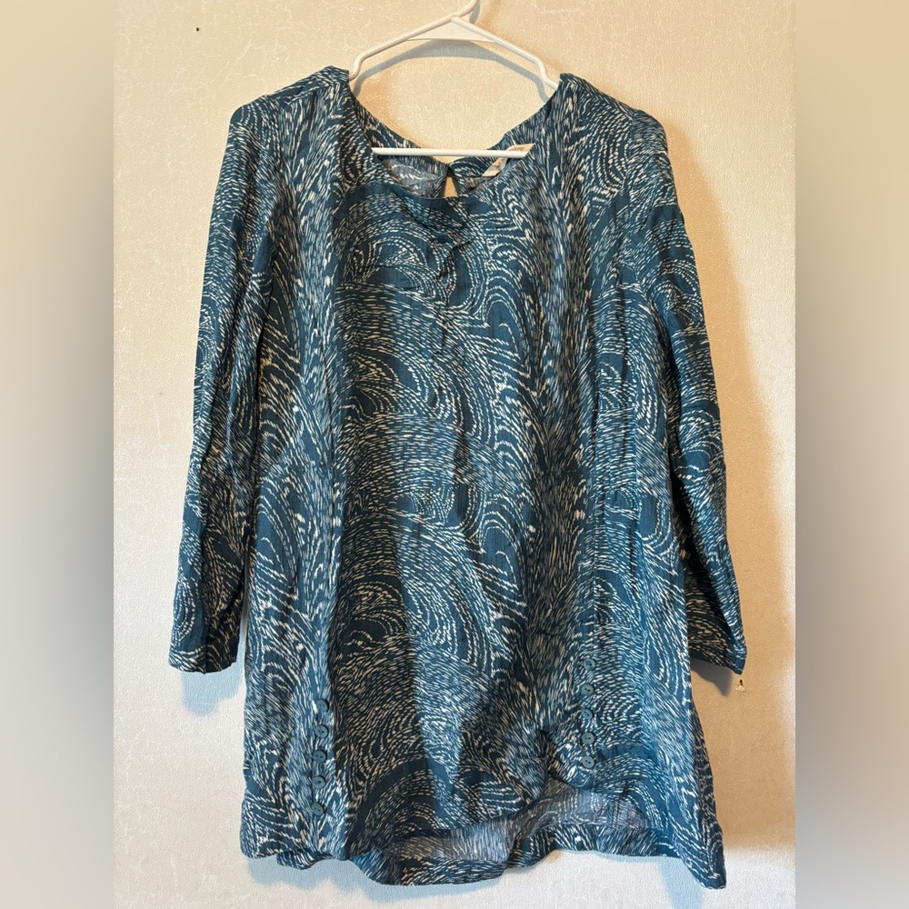 Soft Surroundings | Teal Swirl Women's Tunic | Size Large